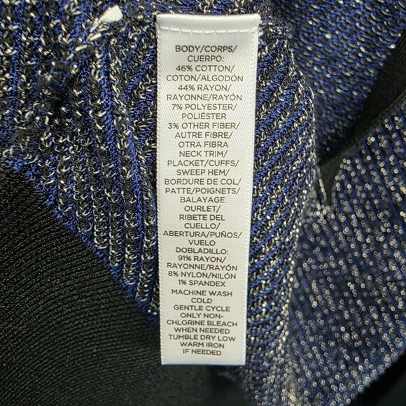 Ann Taylor Loft Black Navy Blue Metallic Shimmer Cardigan Sweater Small Size M - Picture 9 of 13